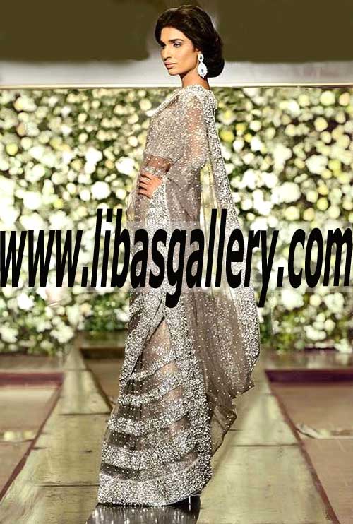Designer Wedding Saree heavy hand embellished for royal grand wedding