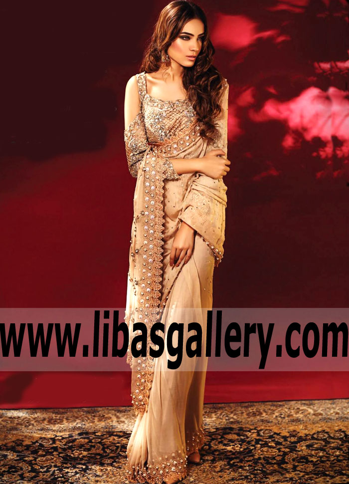Miraculous Wheat Heather Bridal Saree