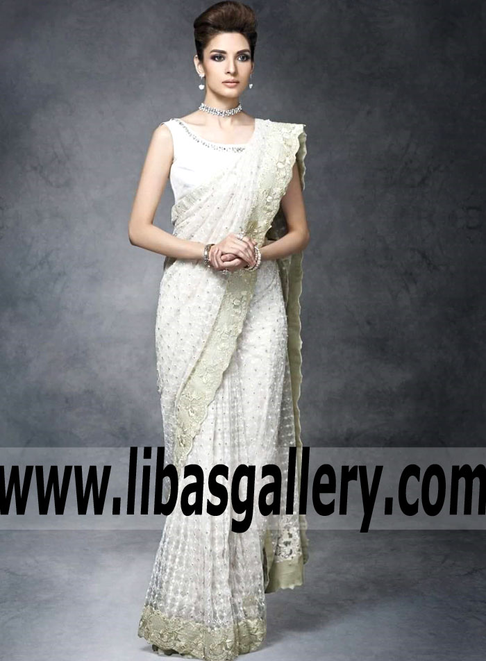 Stylish Offwhite Aster Designer Saree