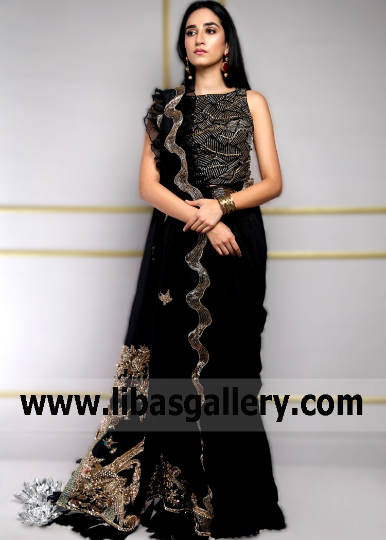 Black Amaryllis Saree