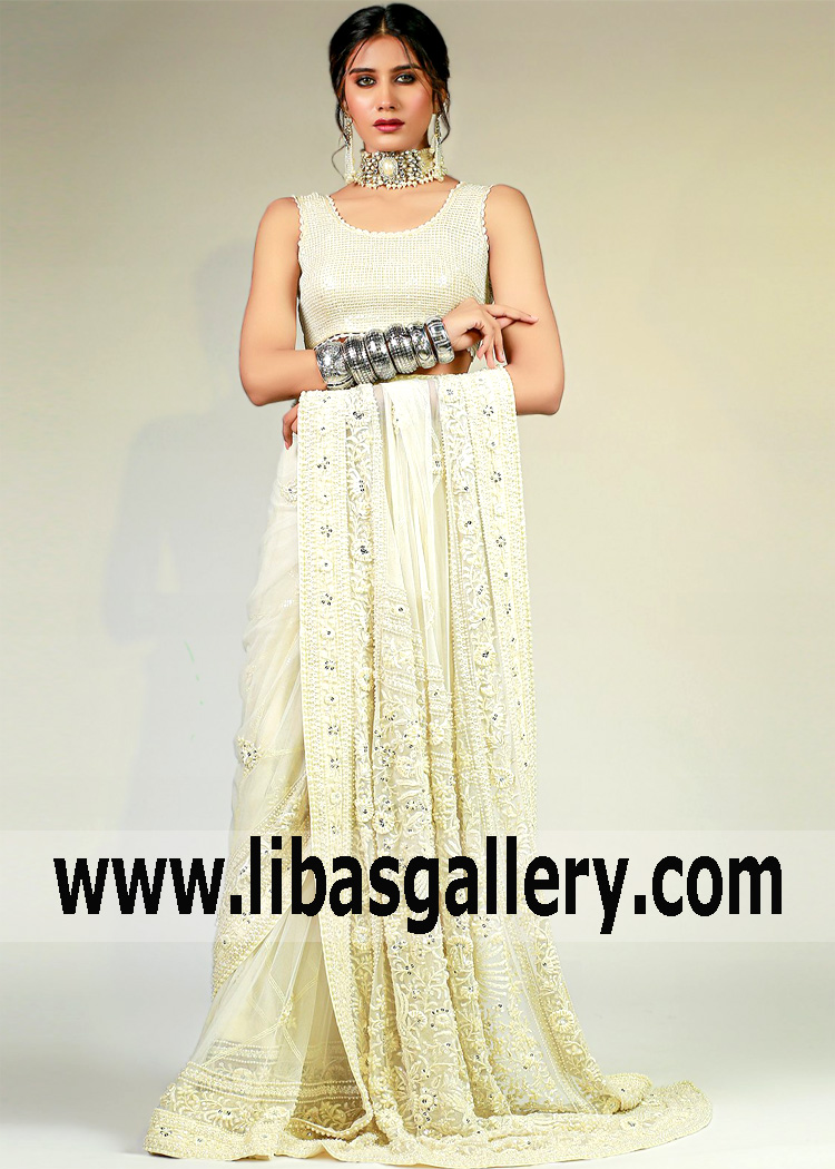 Ivory Belfort Net Saree