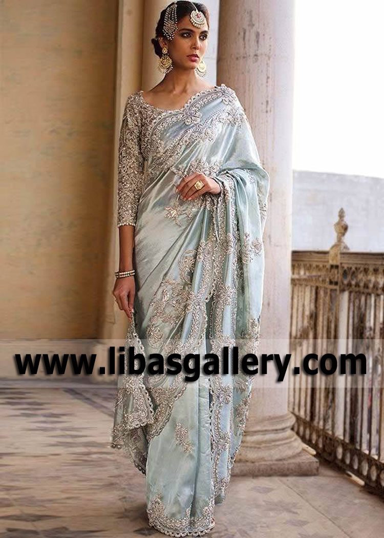 Aqua Anemone Bridal Wear Saree