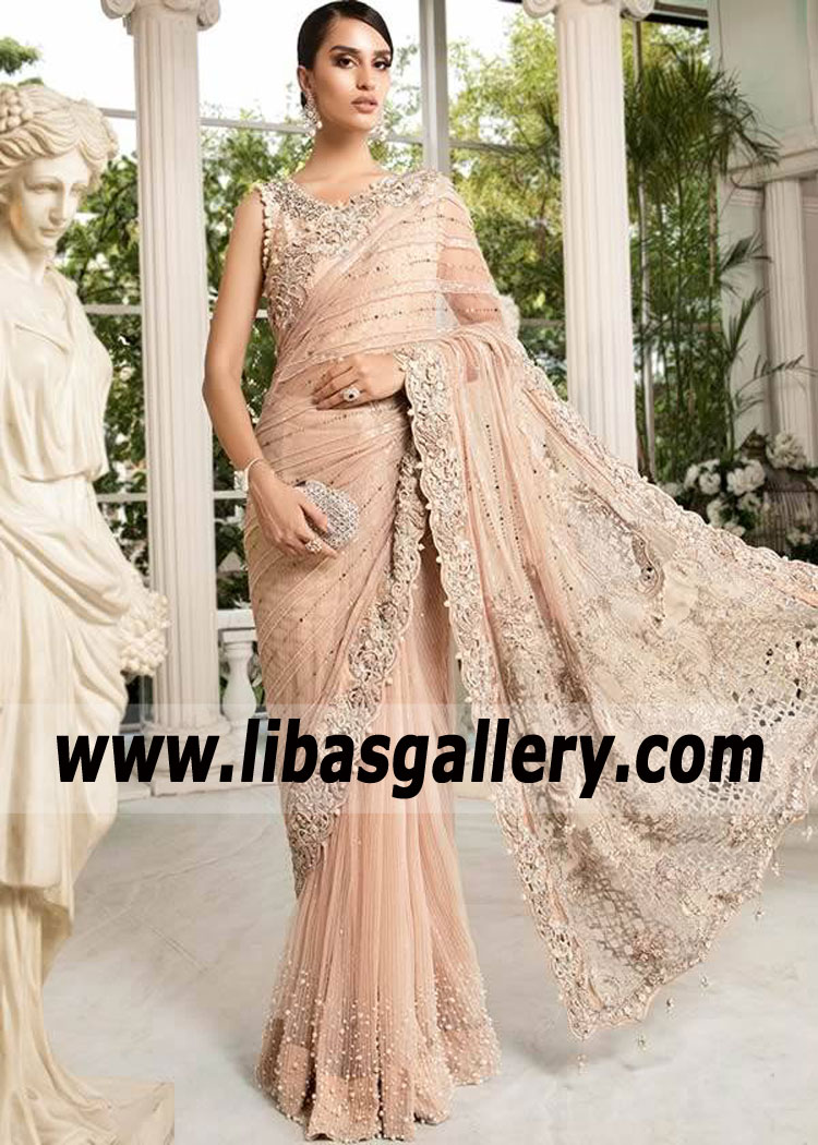 Champagne Aurele Designer Wedding Saree