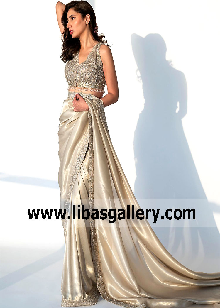 Light Gold Orlaya Bridal Saree