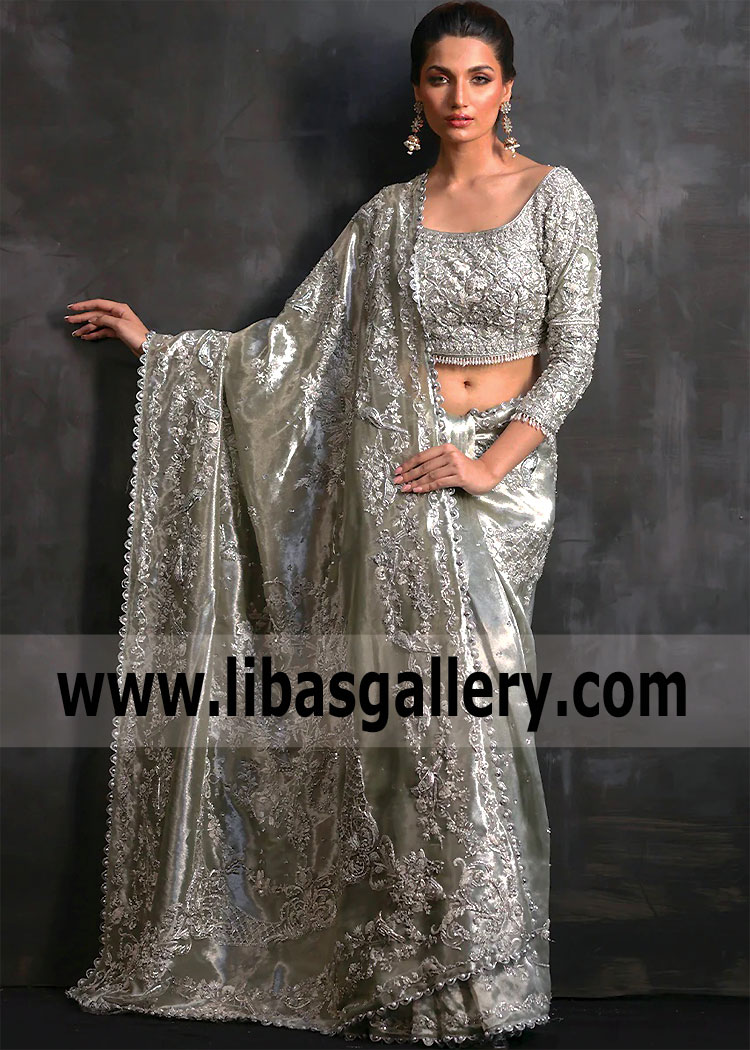 Silver Xanadu Fleur Wedding Saree