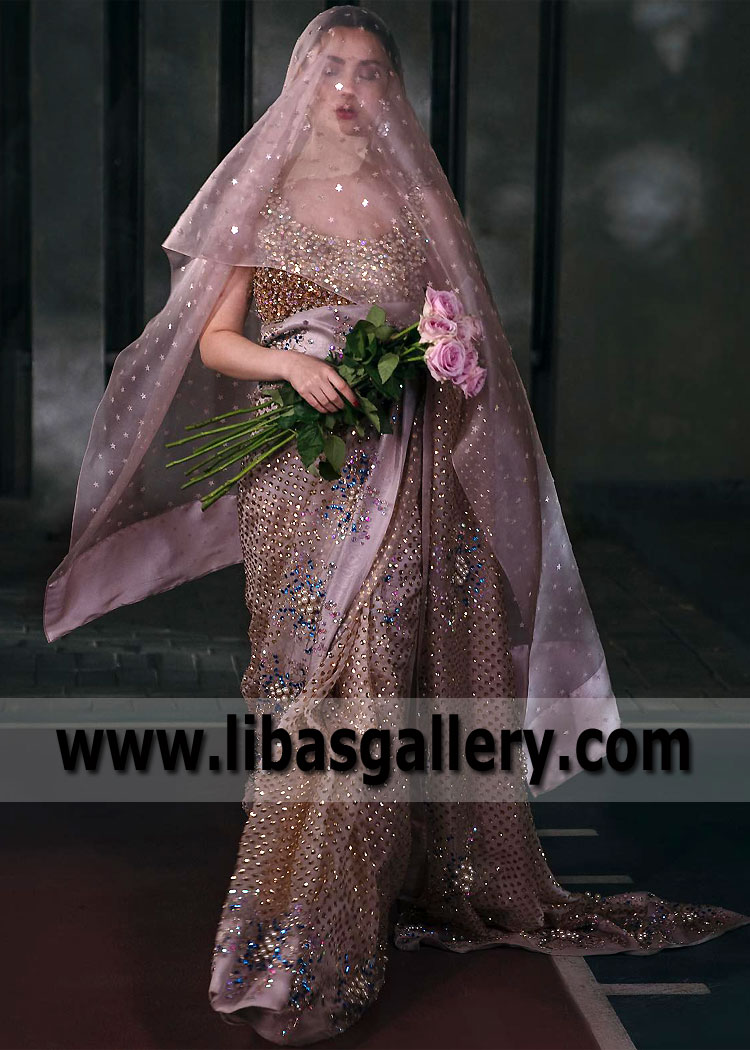 Old Rose Bergenia Wedding Saree