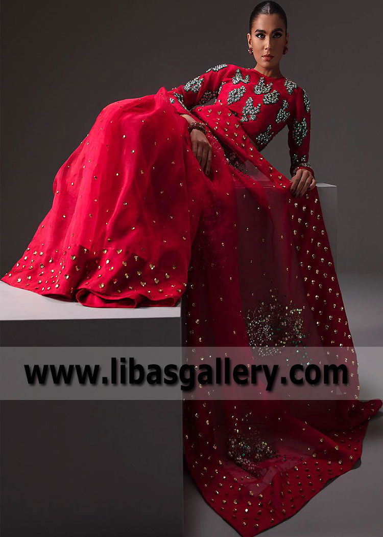 Maximum Red Rosa Party Wear Saree