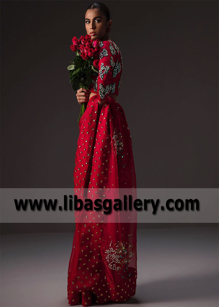 Maximum Red Rosa Party Wear Saree