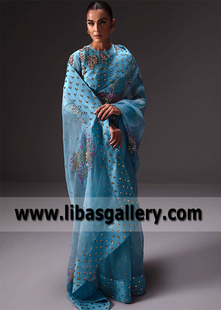 Blue Radiance Tulipa Embellished Saree