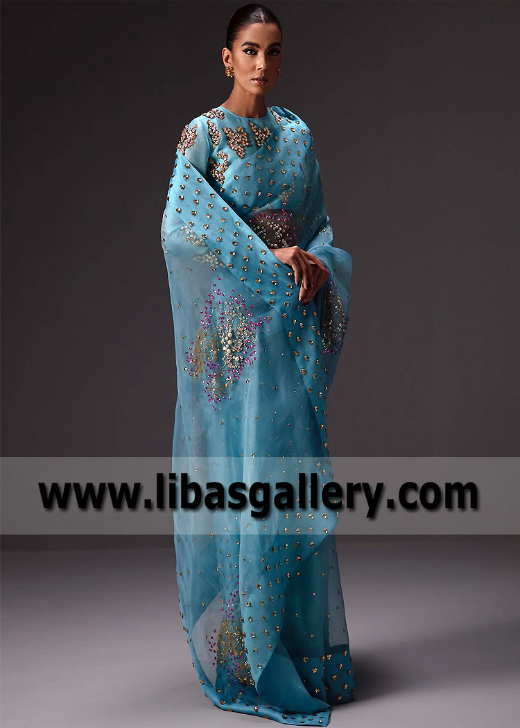 Blue Radiance Tulipa Embellished Saree