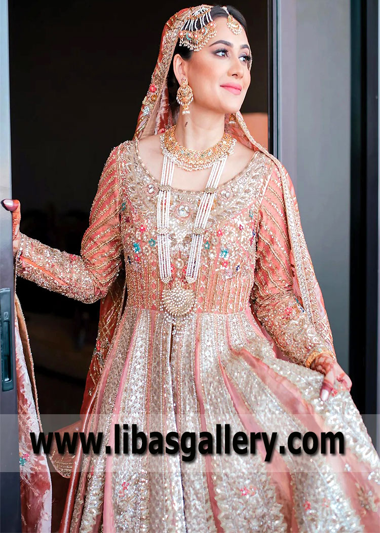 Desert Peach Clarins Anarkali Wedding Dress
