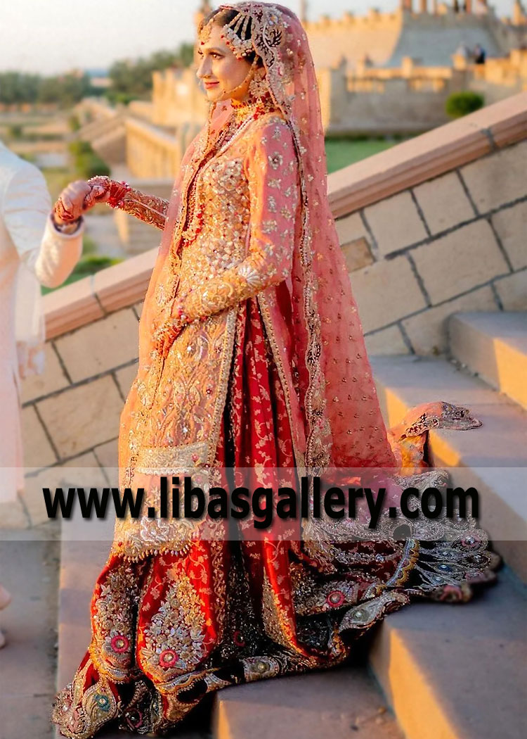 Salmon Red Alara Bridal Lehenga