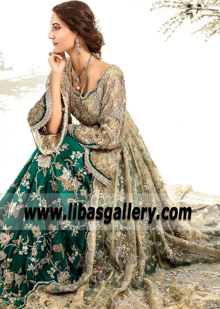 Champagne Green Livenza Wedding Lehenga