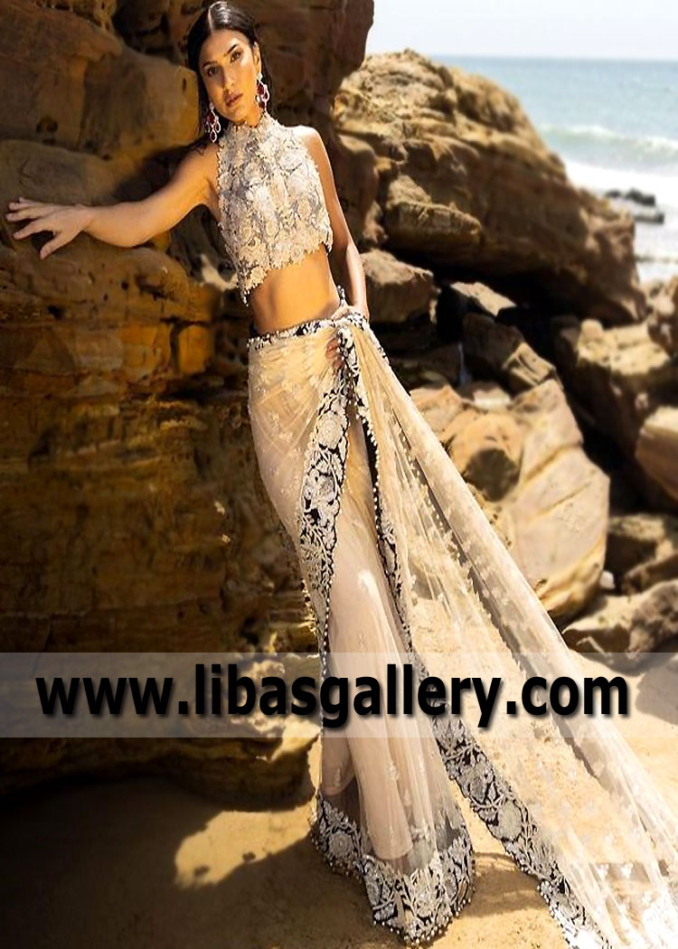 Cornsilk Anemone Designer Saree