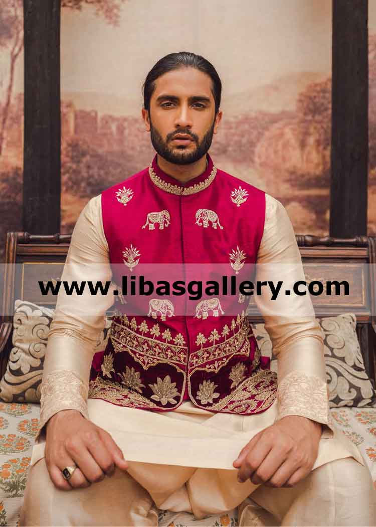 Rustic Anaari beautiful Embroidered Male wedding waistcoat design