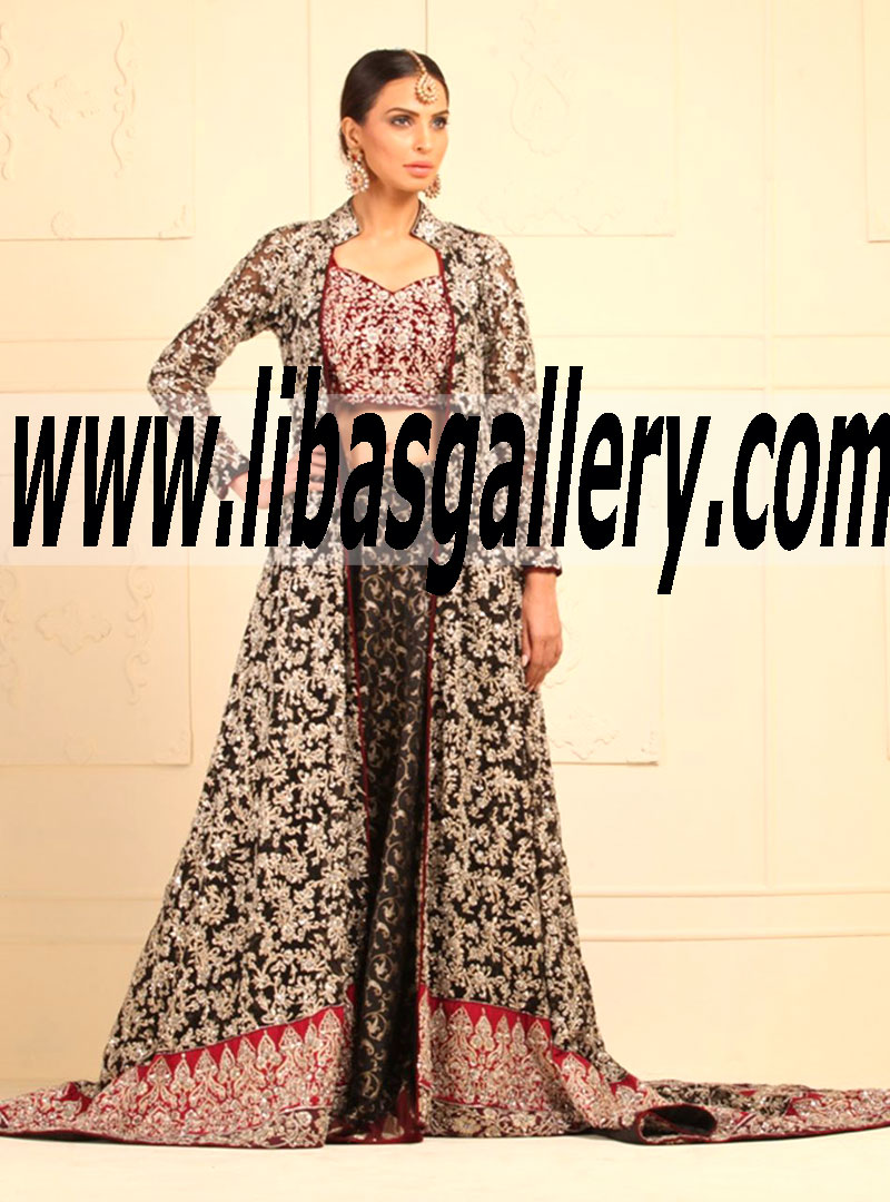 Zainab Chottani BRIDAL IN BLACK KHAADI NET JACKET