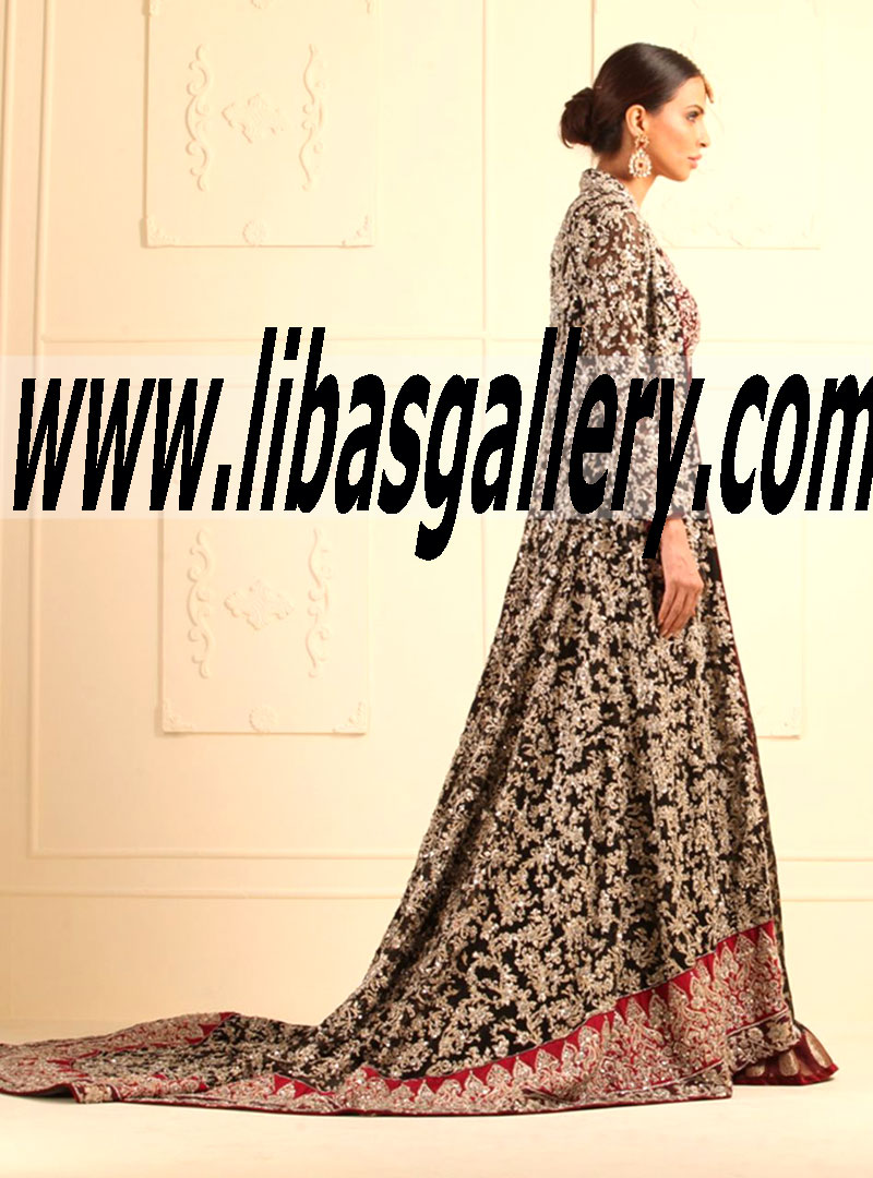 Zainab Chottani BRIDAL IN BLACK KHAADI NET JACKET