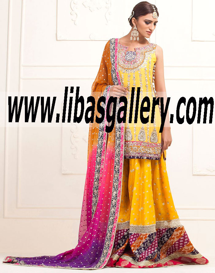 Zainab Chottani YELLOW KNEE-LENGTH RAW SILK DRESS