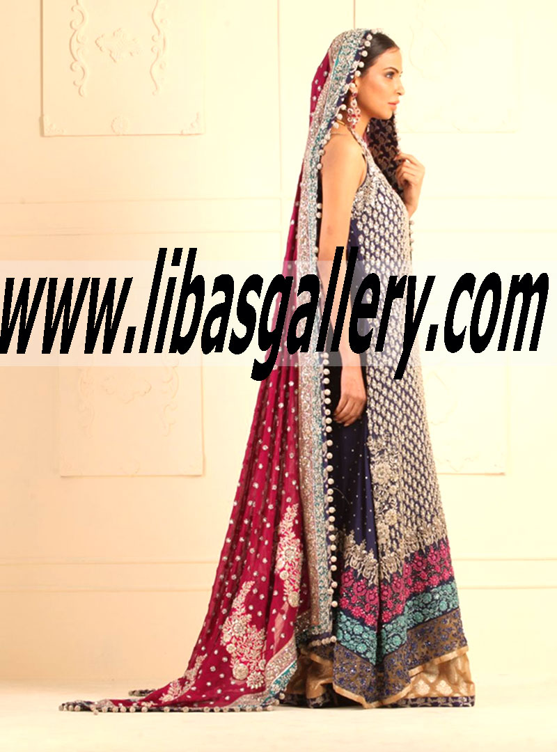 Zainab Chottani BRIDAL IN BLUE PURE RAW SILK SHIRT