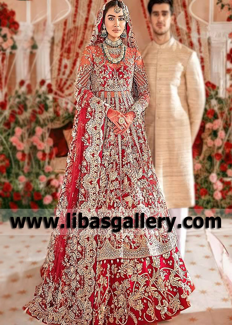 Red Arum Pakistani Wedding Dress