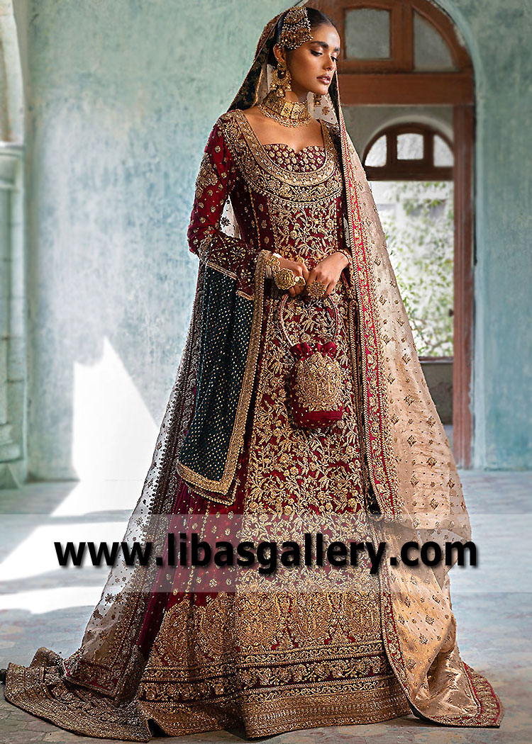 UP Maroon Lilium Bridal Wear Gown