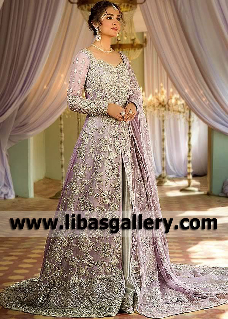Lilac Silver Villarosa Reception Maxi Lehenga