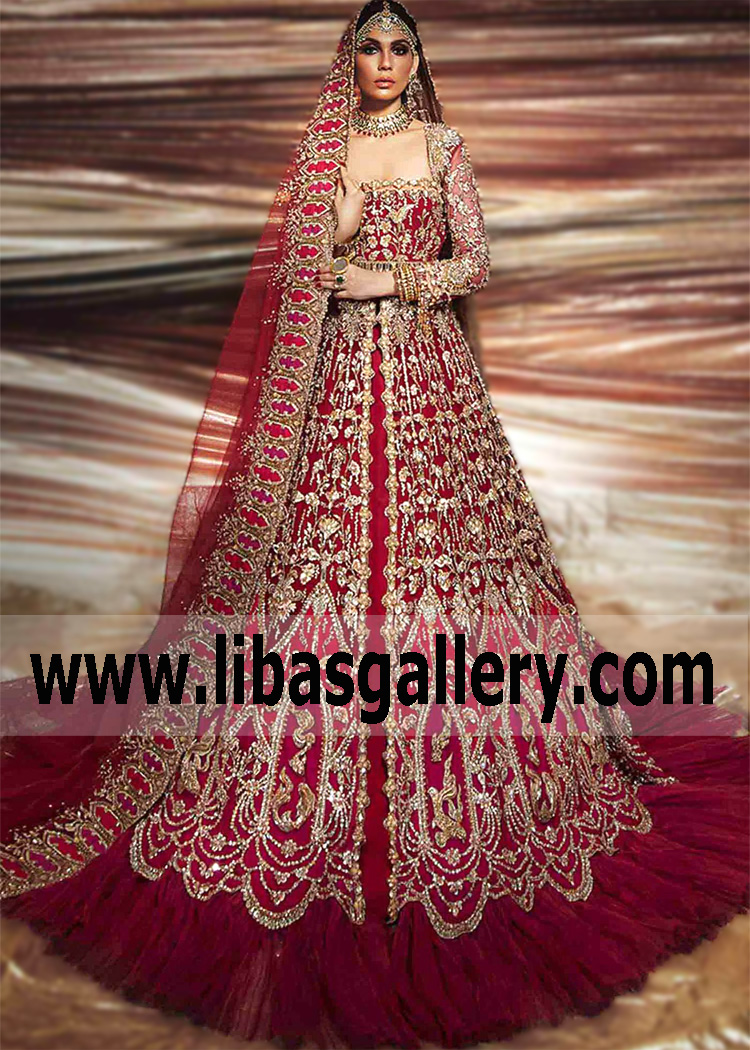 Burgundy Morgan Bridal Maxi Lehenga