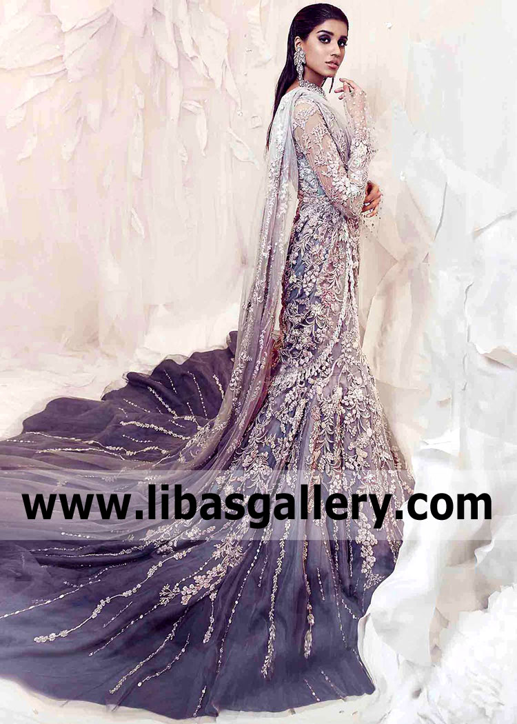 Lavender gray Wander Mermaid Cut Lehenga
