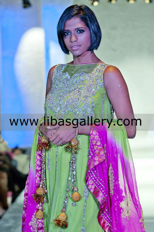 Yellow Green Duscha Anarkali 