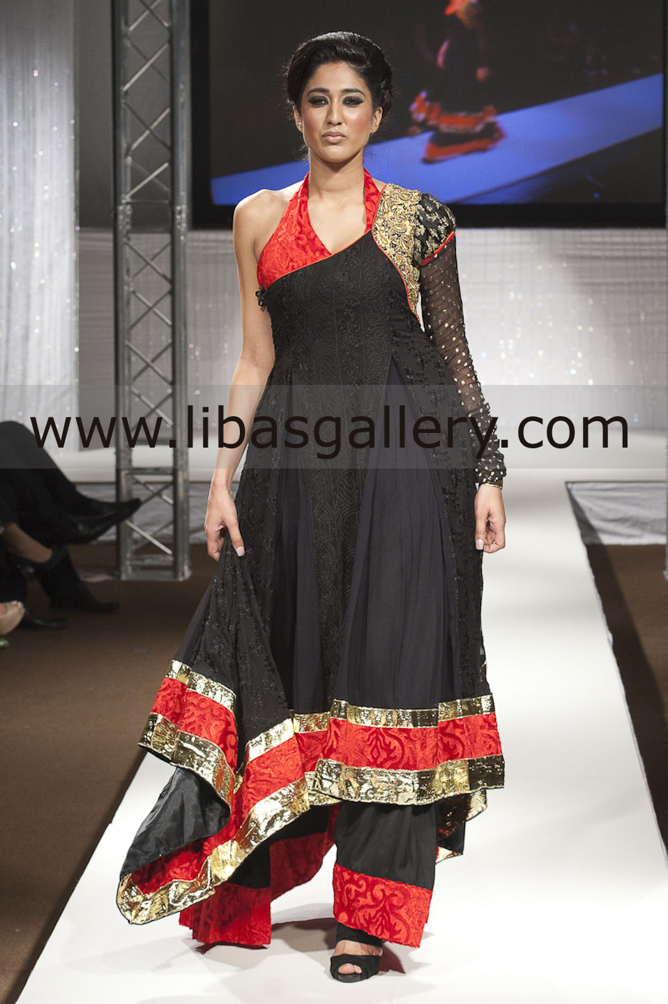 Black Meridian Anarkali Style Dress 
