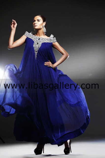Blue Hackney Anarkali