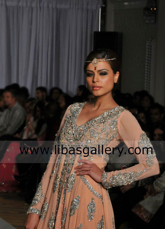 Peach Sonoma Traditionally Embellished Anarkali Dress