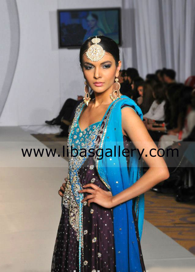 Dark Purple Wolver Traditional Anarkali Dresses