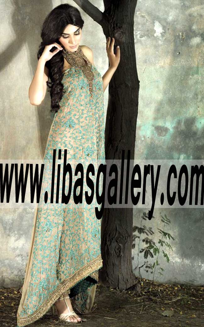 Graceful Halter Hi-Low Gown Dress for Evening and Special Occasions