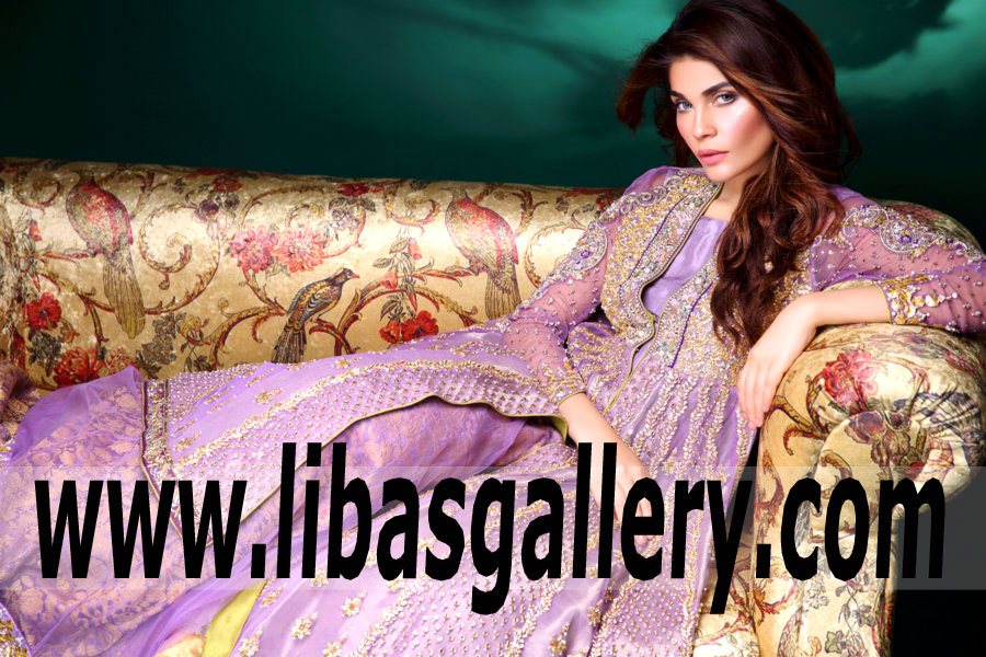 Glamorous Lavender Gladiolus Anarkali Dress