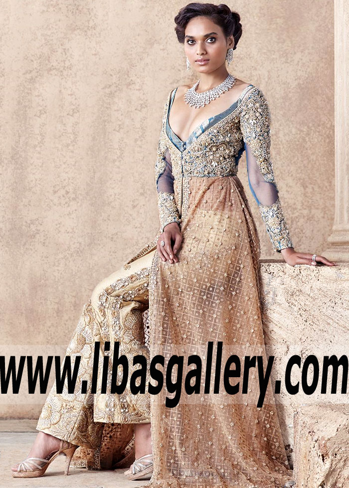 Royal Class Bronze Arum Anarkali Gown