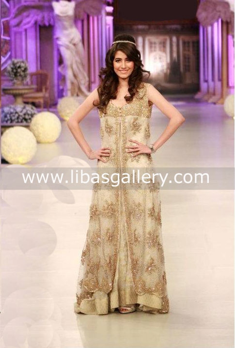 Off White Anarkali Seapia