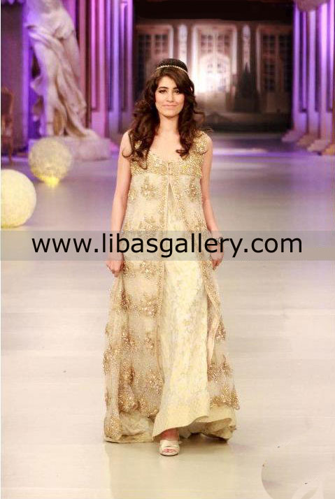 Off White Anarkali Seapia