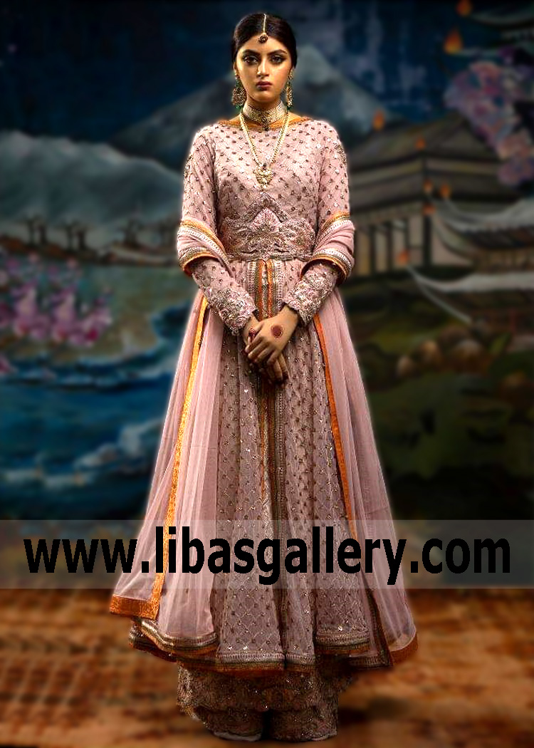 Pink Edgeworthia Pishwas Suit