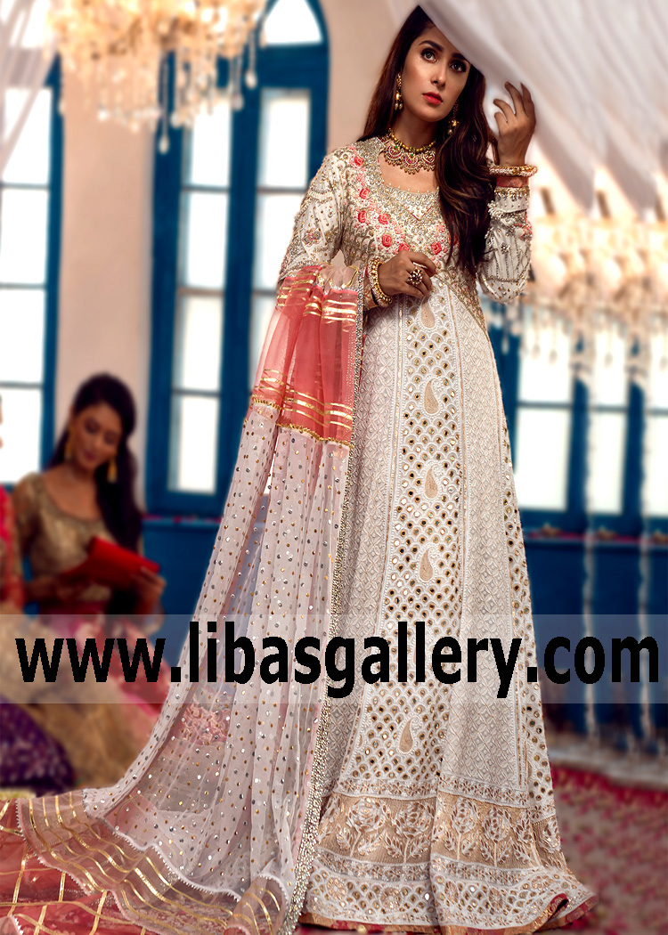 Off White Coral Daisy Anarkali