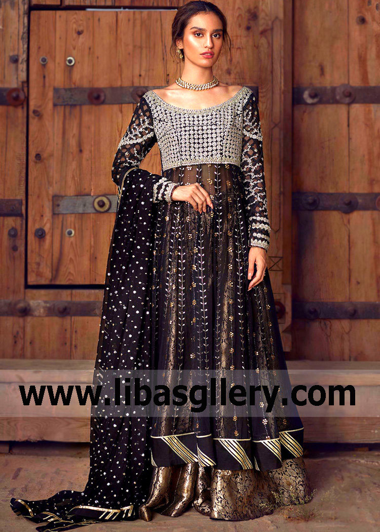 Black Timmens Anarkali Sharara