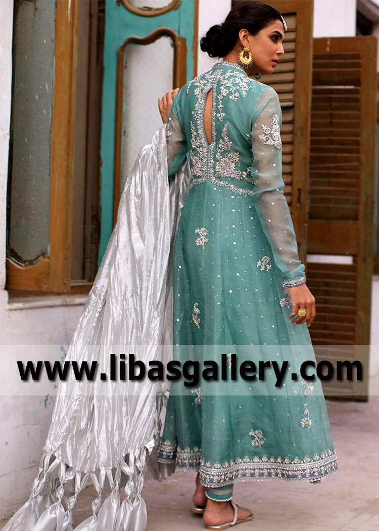 Cambridge Blue Crocus Angrakha Anarkali Suit