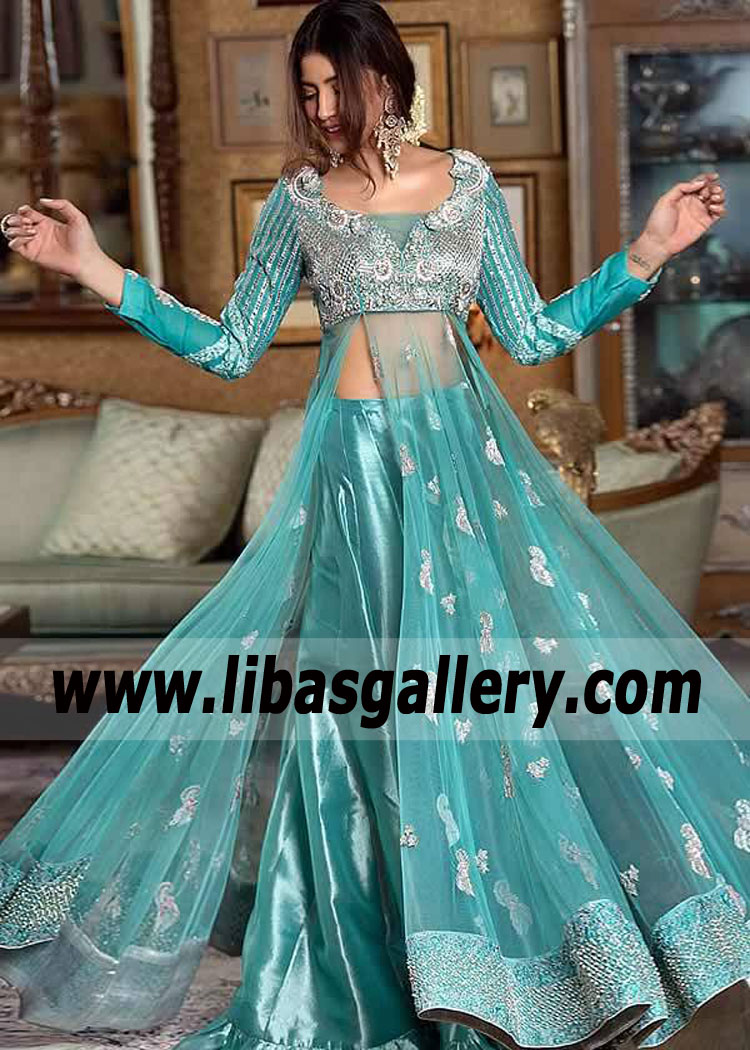Verdigris Elcira Anarkali Dress for Special Occasion