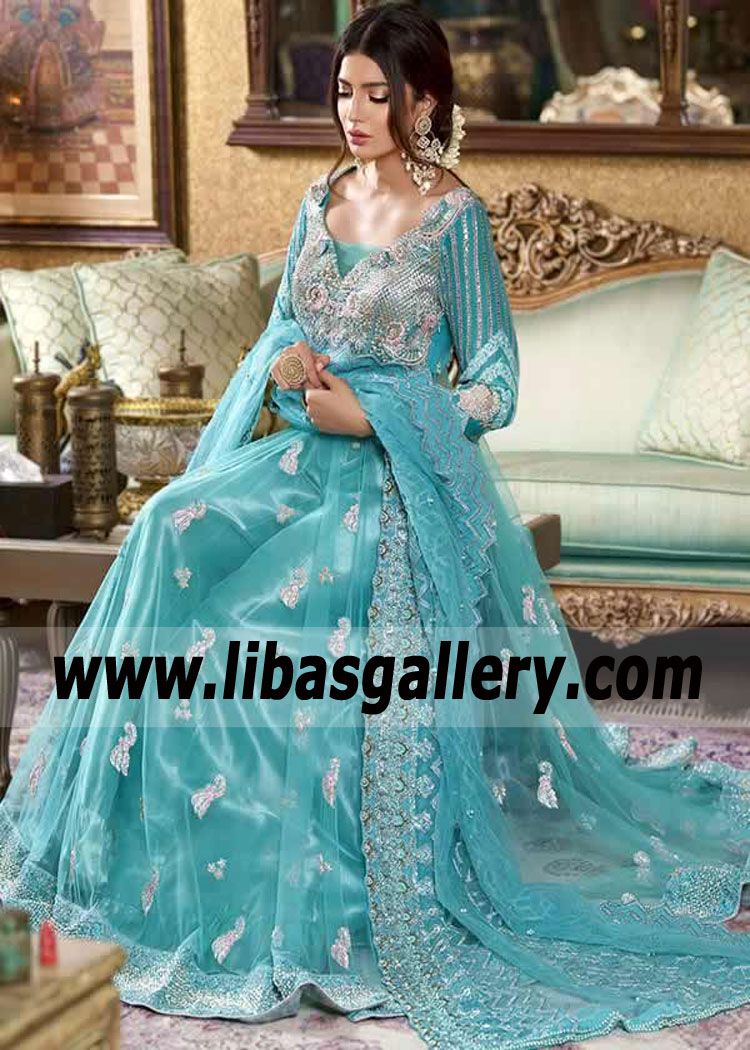 Verdigris Elcira Anarkali Dress for Special Occasion