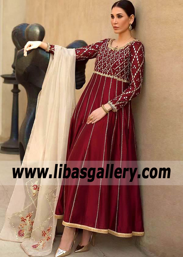 Bulgarian Rose Arpeggio Kalidar Anarkali Dress