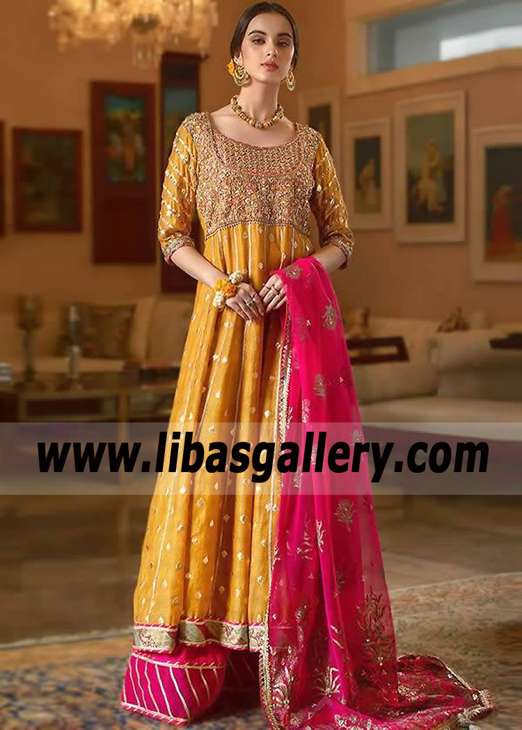 Gamboge Amaranth Alsace Anarkali Sharara Dress