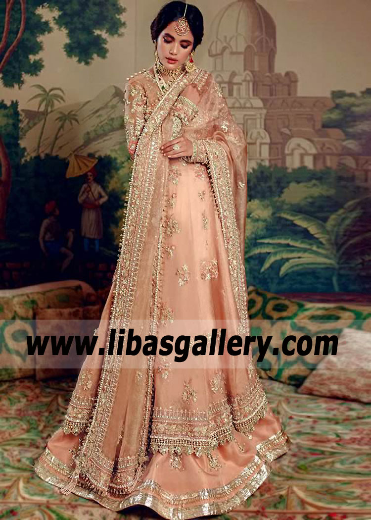 Salmon Wisteria Bridal Anarkali Pishwas