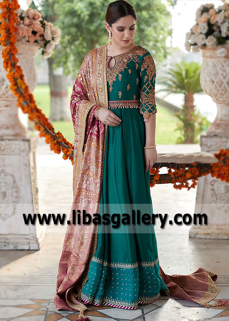 Dark viridian Strobus kalidaar Pishwas