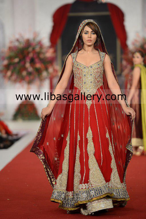 Brick Red Crown Bridal Dress