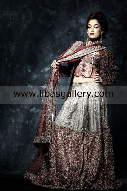 Nilofer Shahid Bridal Lehenga, nilofer shahid Wedding Gharara, Sharara Nilofer Shahid Formal Wear Collection 2013 Online in New York City